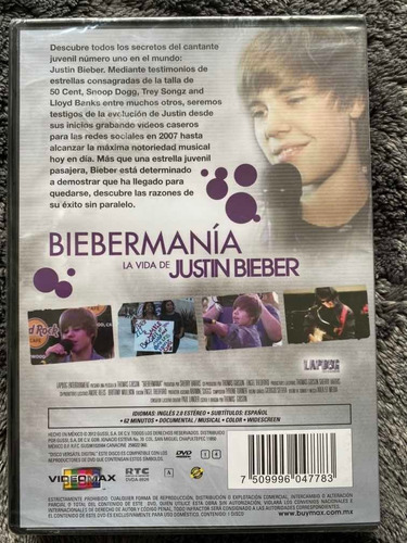 Biebermanía La Vida De Justin Bieber Dvd