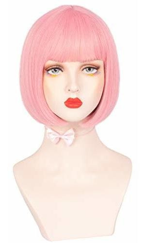 Pelucas - Askuang Women Wigs Short Straight Bob Pink Wigs Wi