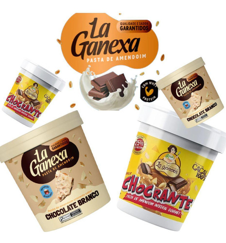 Kit 2 Pasta La Ganexa 450g Chocolate Branco + 1 Sabor