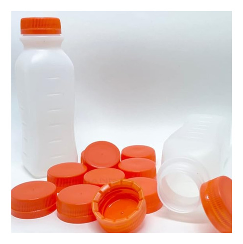 Garrafa Plastica Quadrada Branca 500ml C/100 Com Tampa