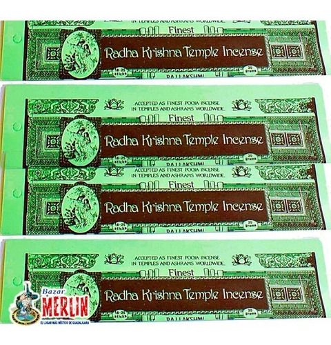 Incienso Radha Krishna Temple Nag Champa Verde - 10 Piezas