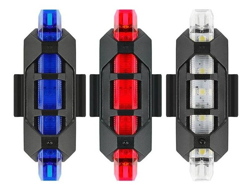 Kit 3 Lanterna Bike Sinalizador Bicicleta Led Recarregável