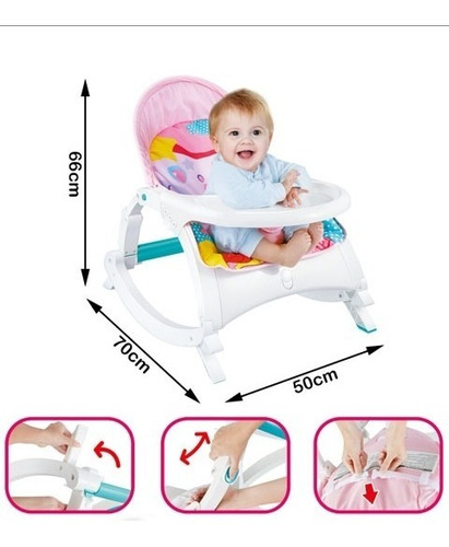 Imagen 4 de 5 de Silla Mecedora Comedor Portátil Para Bebé Vibración Relajant