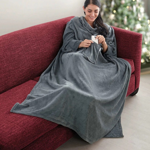Frazada Confort Heat Con Mangas, Frazada Betterware Liso Gris Oscuro