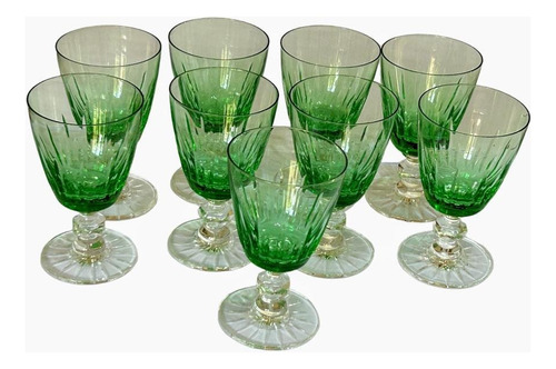 Copas De Cristal De Vino Verde Vintage