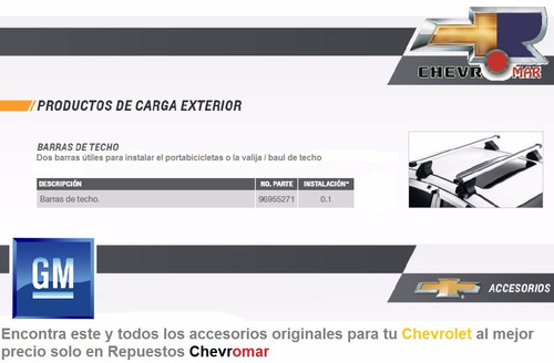 Barra Porta Equipaje Original Gm Chevrolet Spark Ls C Llave