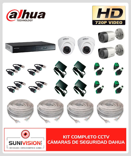 Kit Completo 4 Camaras De Seguridad Dahua Hd 720p Cvi