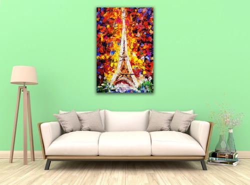 Cuadro Torre Eiffel T/ Acua Canva Pintura Impresa Lienzo Art