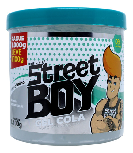 Gel Cola Incolor Ação Prolongada Street Boy 1100g