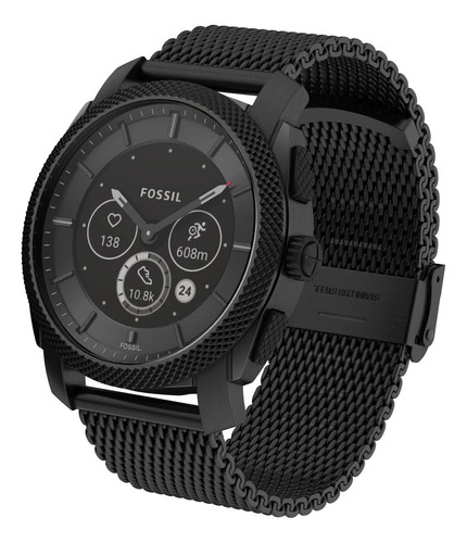 Fossil Machine Gen 6 - Reloj Inteligente Híbrido Con Alexa Integrado, Frecuencia Cardíaca, Seguimiento De Actividad, Oxígeno En Sangre Y Notificaciones De Teléfonos Inteligentes, Negro -, Moderno