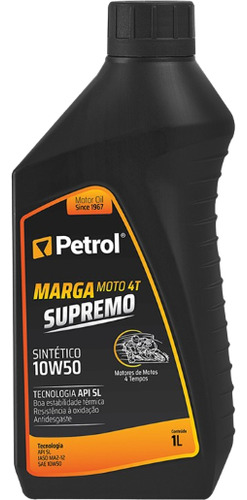 Óleo Petrol 10w50 Marga Moto 4t Supremo Api Sl Sintético 1l