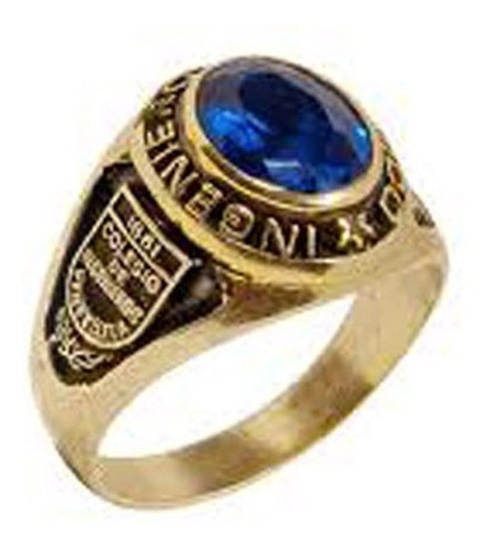 Anillos Graduación - Tamaño 6x8 - Piedra Azul Rey