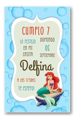 Invitación Digital Personalizada Ariel La Sirenita Mod.3