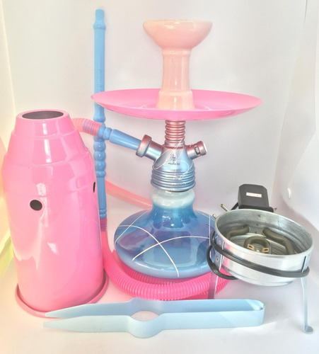 Narguile Fulgore Turbo Completo Barato Azul Claro + Brinde