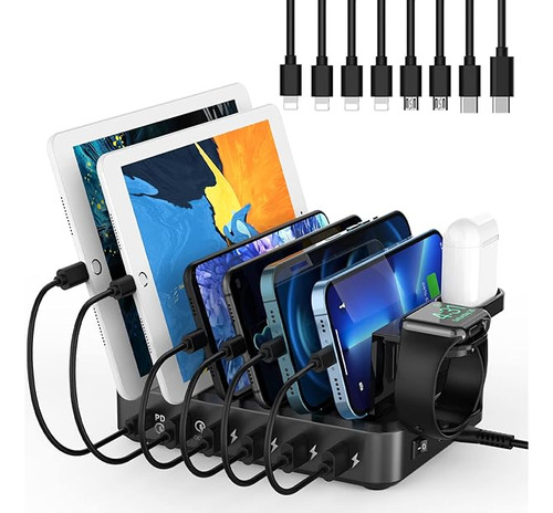 Charging Station For Multiple Devices 68w 6 Ports Usb Charge