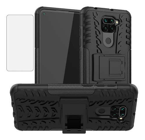 Funda Bumper Con Atril Y Vidrio Templado Para Redmi Note 9