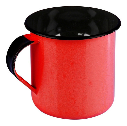 Caneca Esmaltada Ágata 6 Metallouça 180ml Cozinha Retro Café Cor Vermelho