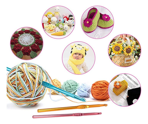 Juego 12 Agujas De Crochet Metal Acero Set Kit Calidad Tejer