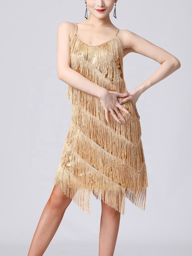 Vestido Deportivo Samba Tango Con Flecos Y Lentejuelas Para