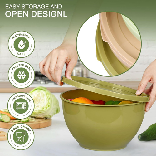 Juego 5 Cuencos Plásticos Anidables Para Cocina