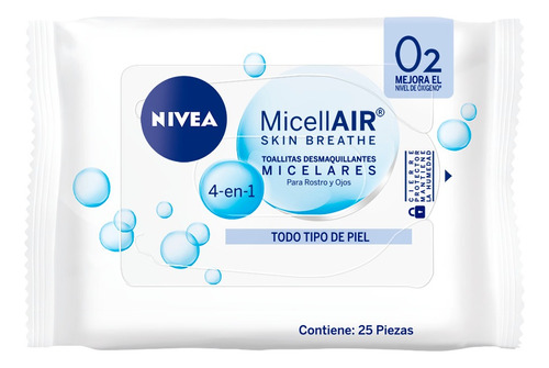 Desmaquillante Toallita Nivea Micellair 4 En 1 Para Piel Todo Tipo De Piel Por Unidad De 25