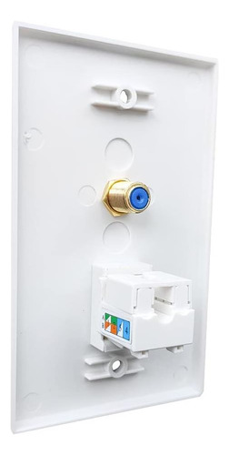 Placa De Pared Coaxial Ethernet Cat6 De 90 Grados Boplat Pun