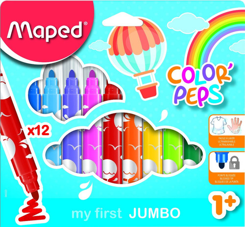 Imagen 3 de 5 de Marcadores Maped Color Peps Jumbo X 12 Colores Educando