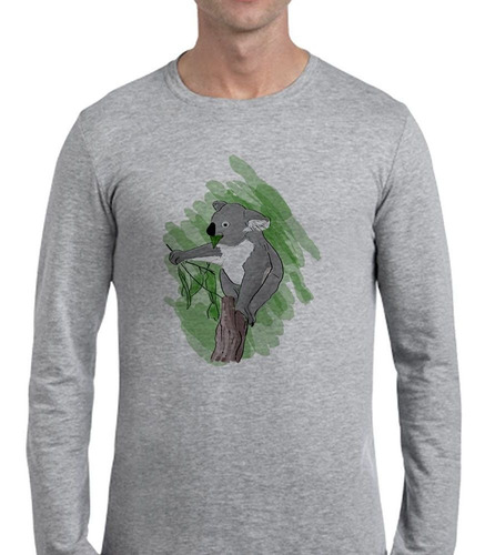 Remera De Hombre Koala Trepando Arbol Con Hojas M3 Ml