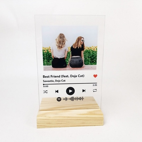 Cuadro Spotify Glass Con Base Y Personalizalo De 20x30cm