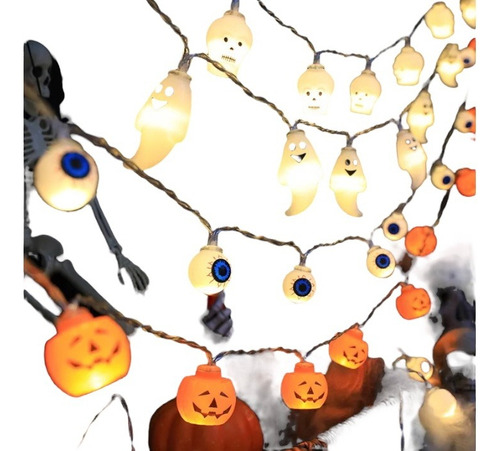 Guirnalda Luces Led Halloween Decoración Calabazas Calaveras