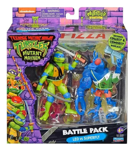 Figuras Tortugas Ninja Tmnt Battle Pack Leonardo Vs Superfly