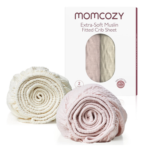 Momcozy Sabana Bajera Ajustable De Muselina Para Cuna, Paque