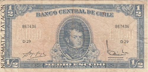 Billete Chile 1/2 Escudo Firmas: Ibañez - Molina # 134 A