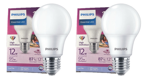 Set 2 Ampolletas Led Philips Ecohome 12w E27 Calida O Frio