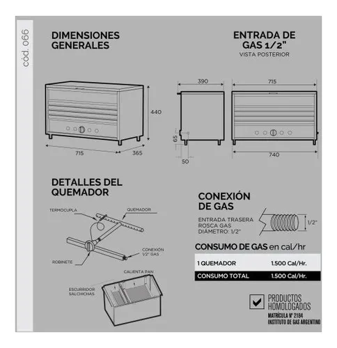 Panchera Mediana Sol Real 066 Gas Envasado 72 Cm