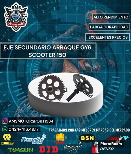 Eje Secundario De Arranque Gy6 Scooter 150