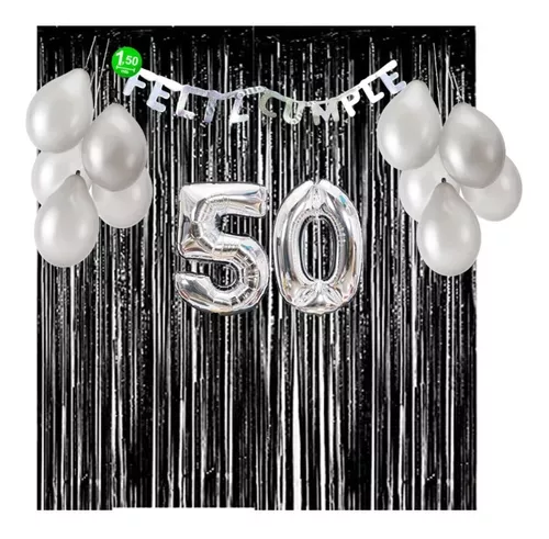 Kit de decoración de cumpleaños número 50 – Globo de cartel de «Saludos a  los 50 años» – Suministros para fiestas de 50 años, decoraciones de 50
