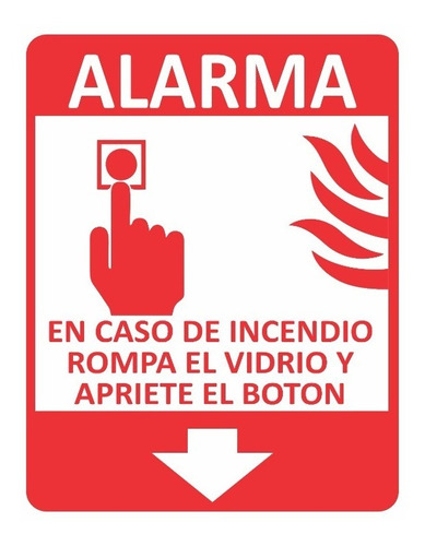 Cartel En Caso De Incendio Boton Alarma 20x25 Alto Impacto