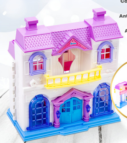 Casita De Muñecas Plegable Con Luz Y Sonido Casa De Sueño Color Morado