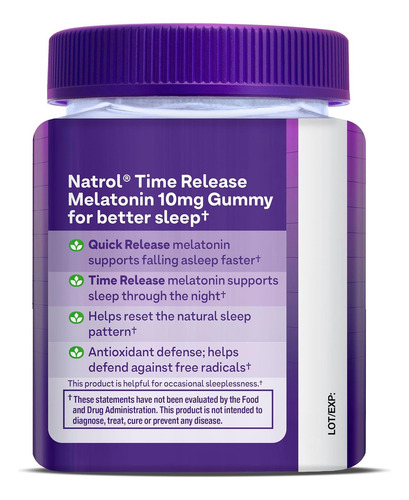 Natrol Melatonina De Liberación Prolongada 10 Mg 35 Gomitas Sabor Fresa