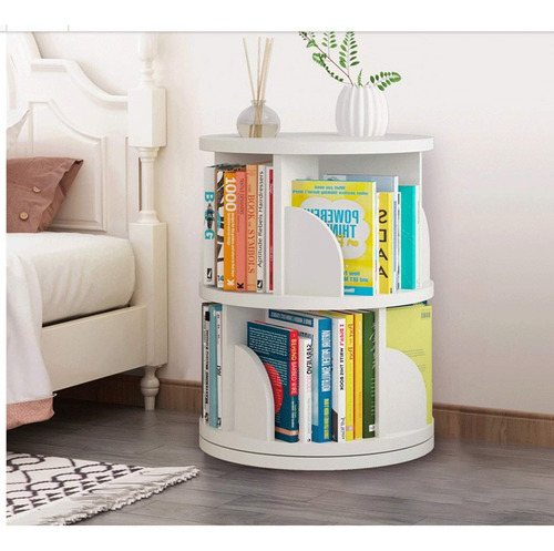 2-layer 360° Rotating Bookshelf Floor-standing Bookshelf