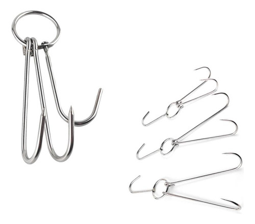 4pcs Ronda De Material Acero Inoxidable De 3 Patas Gancho