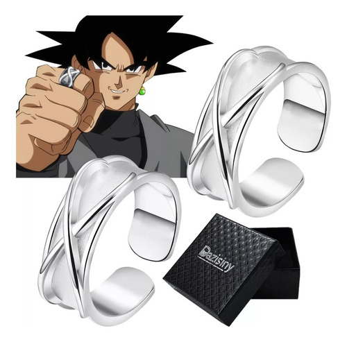 Anillo De Dedo Super Negro Son De Goku Tiempo Plata 2pieza (