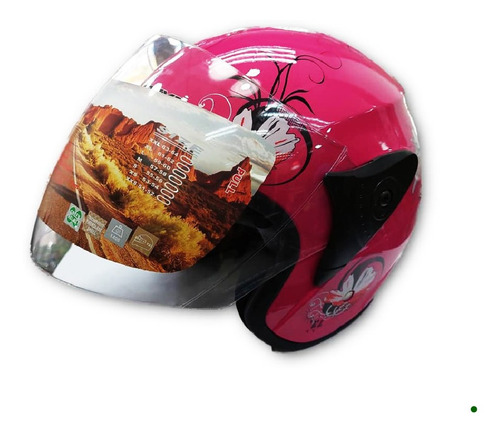 Imagen 2 de 5 de Casco Dama Hf200 Semi Integral Con Visor Color Fucsia T Moto