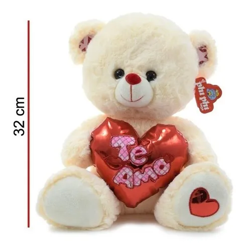 Peluche Oso Sentado 32cm Con Corazon Metalizado Te Amo 5416