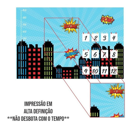 Imagem 2 de 5 de Tecido Fotográfico Mesversário Heróis Cute + Moldura Em Mdf