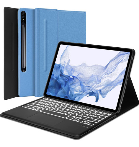 Funda Con Teclado Samsung/para Galaxy Tab 124/blue