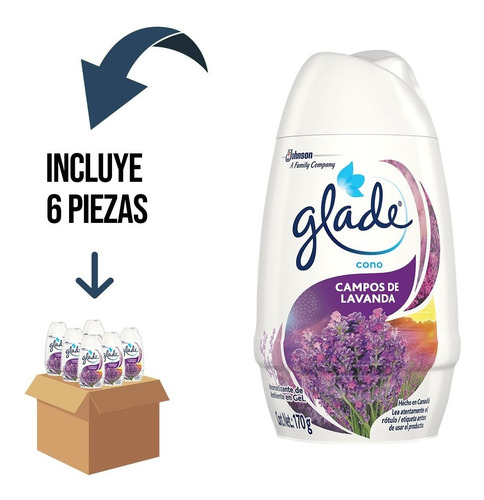 Imagen 1 de 2 de 6 Pz - Glade Cono En Gel Aromatizante 170g Campos De Lavanda
