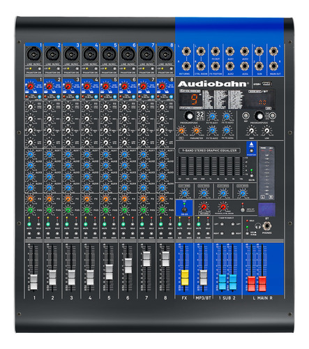 Mezcladora Profesional De 8 Canales Audiobahn Technomix8