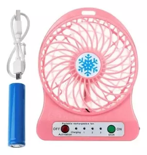 Mini Ventilador Con Linterna Recargable Rosado